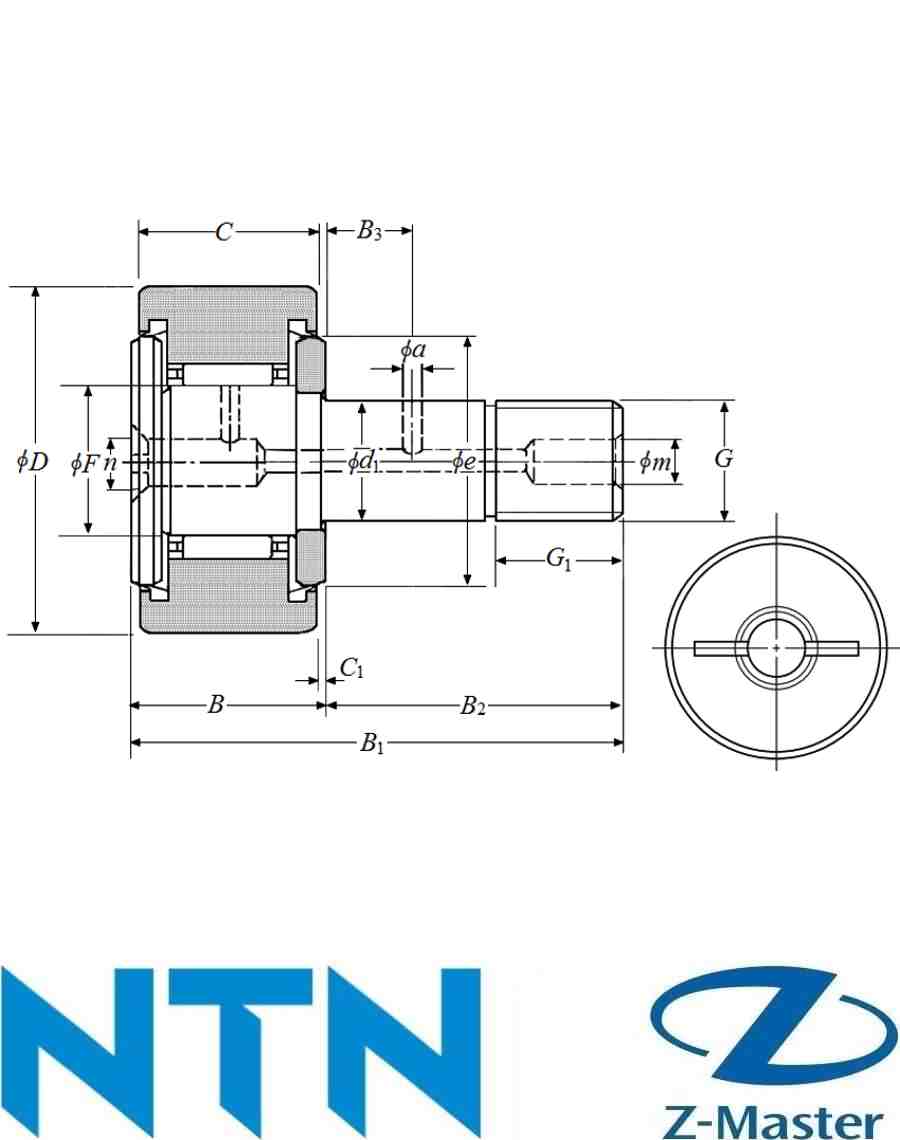 KRV22FXLLH опорный ролик с цапфой NTN / KRV22-X-PP