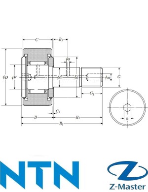 KR30-X-PP опорный ролик с цапфой NTN KR30XLLH