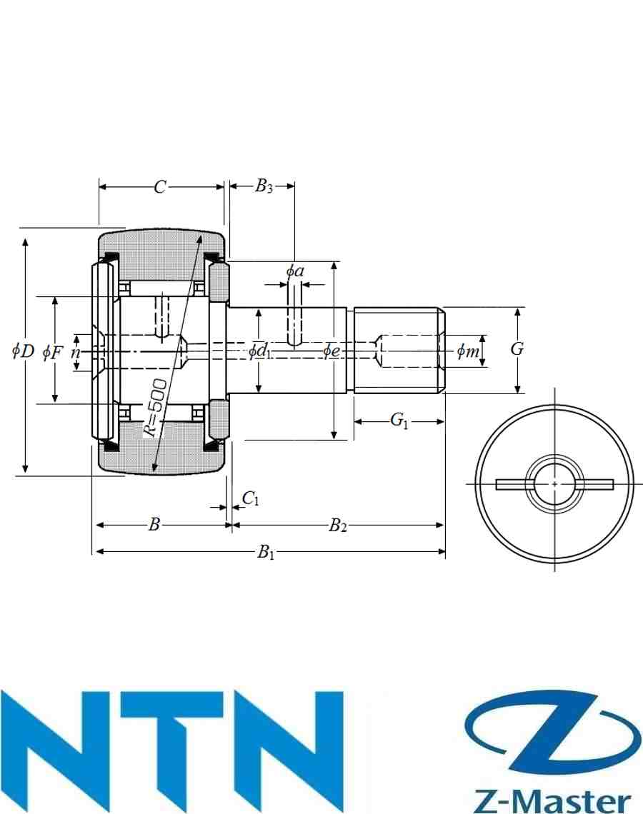 KRV19-PP опорный ролик с цапфой KRV19FLL NTN