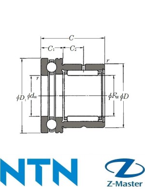 NKX20T2 комбинированный игольчатый подшипник NTN