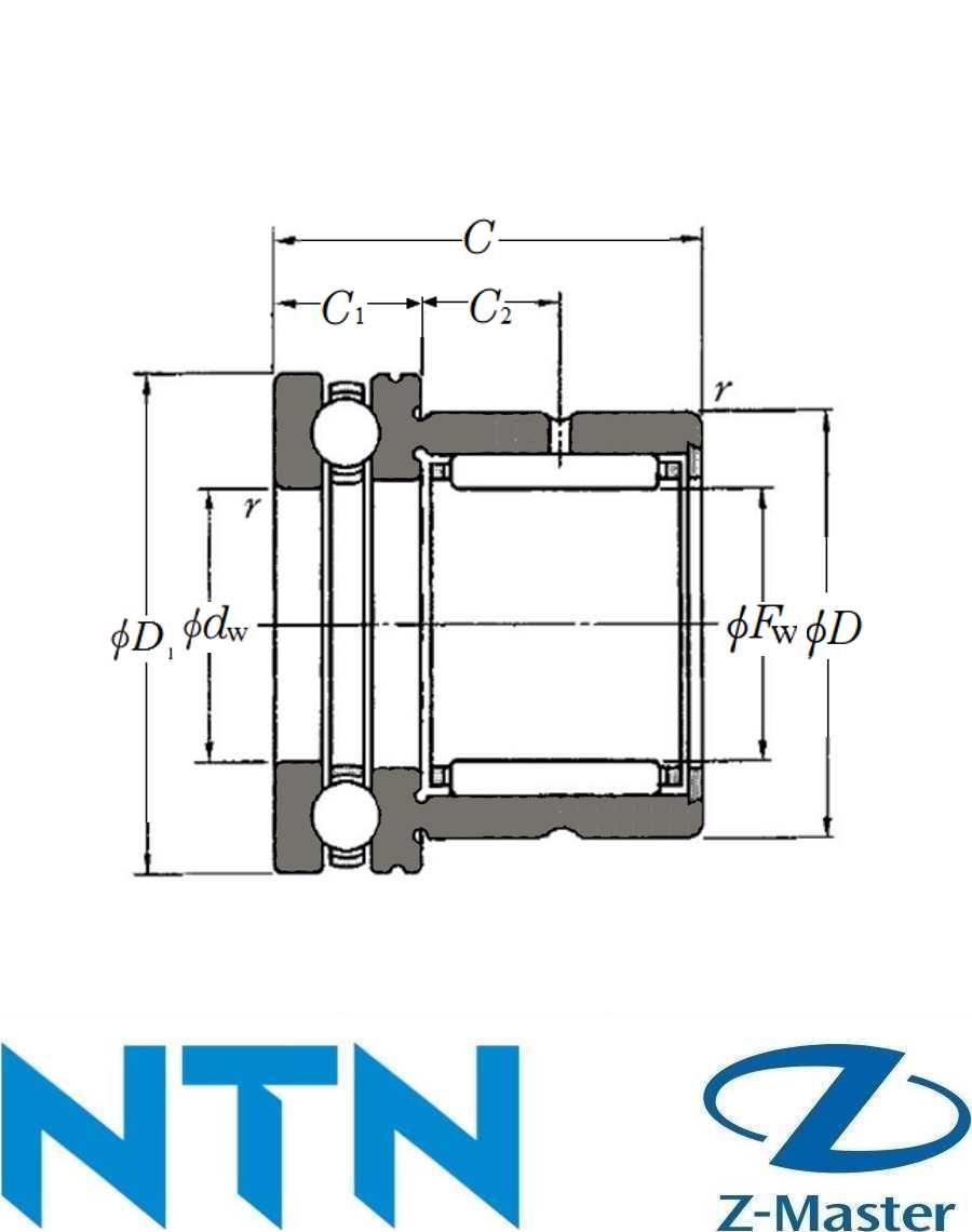NKX20T2 комбинированный игольчатый подшипник NTN