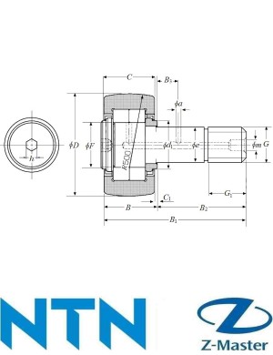 NUKR62 опорный ролик с цапфой NTN NUKR62H/3AS
