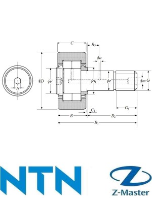 NUKR62-X опорный ролик с цапфой NTN NUKR62XH/3AS