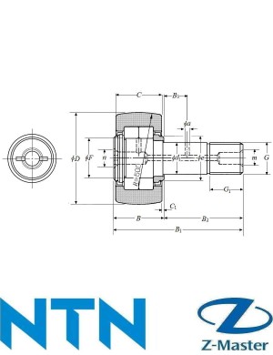 NUKR47 опорный ролик с цапфой NTN NUKR47/3AS