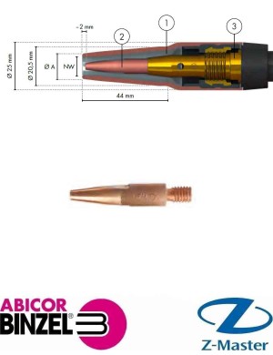 Контактный токосъёмник E-Cu M6/1,2/D=8/41 Abicor Binzel 140.D455