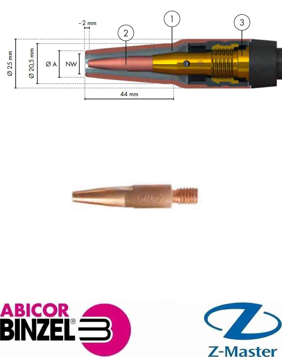 Наконечник E-Cu M6/1.0/41 D=8 Abicor Binzel, шт. 140.D454.10